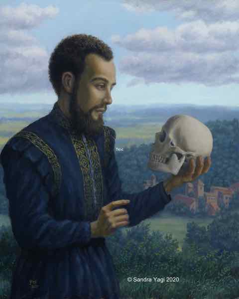 Andreas Vesalius, Father of Anatomy, oil on panel, 20x16, 2020