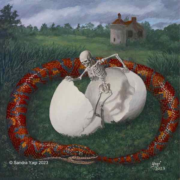 Ouroboros, oil on panel, 12x12, 2023 SOLD