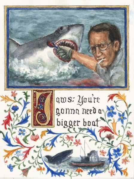Jaws 2,  w/c gouache acrylic & ink on paper, 2020
