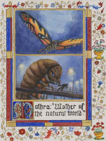Mothra,  w/c gouache acrylic & ink on paper, 2020