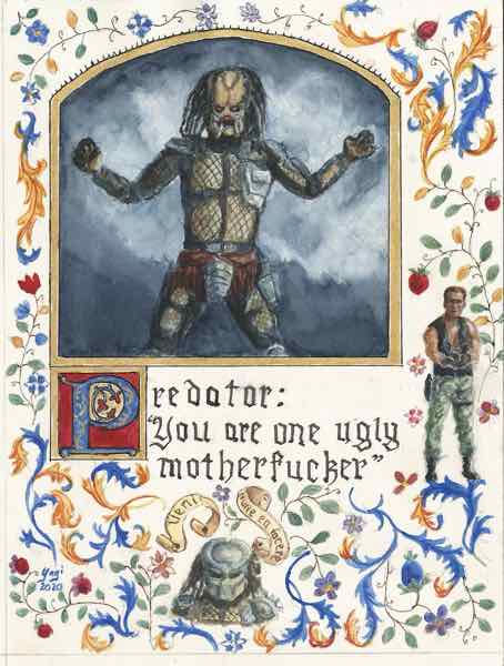 Predator,  w/c gouache acrylic & ink on paper, 2020