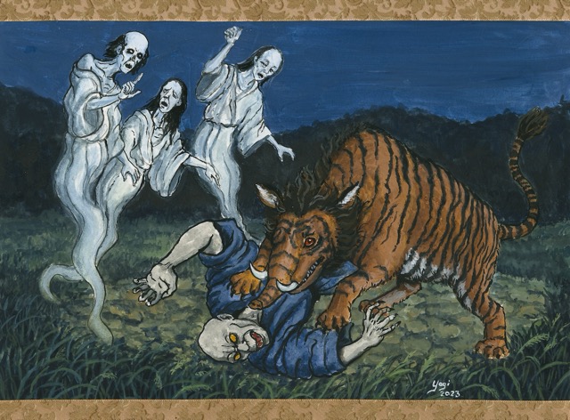 Hyakki Yagyo #19, gouache and ink on paper, 9x12, 2021 