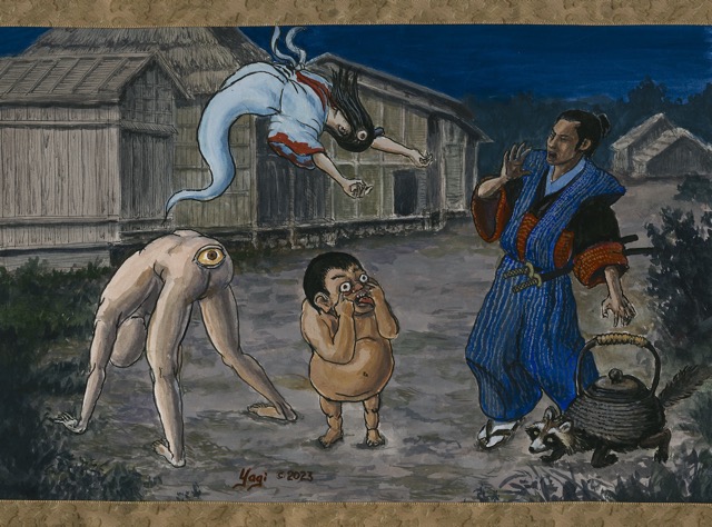 Hyakki Yagyo #22, gouache and ink on paper, 9x12, 2021