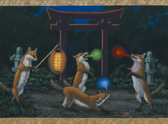 Hyakki Yagyo #24, gouache and ink on paper, 9x12, 2021