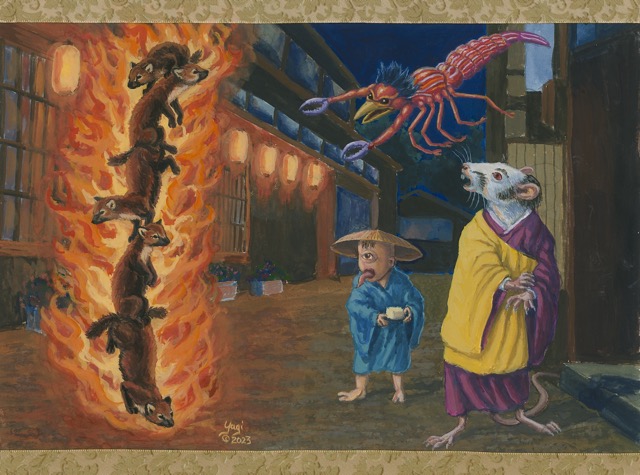 Hyakki Yagyo #27, gouache and ink on paper, 9x12, 2021