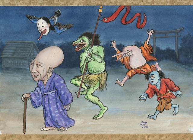Hyakki Yagyo #1, gouache and ink on paper, 9x12, 2021 SOLD