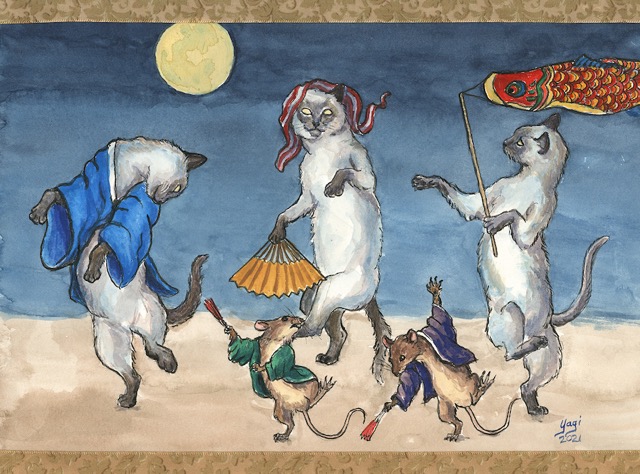 Hyakki Yagyo #4, gouache and ink on paper, 9x12, 2021 SOLD 