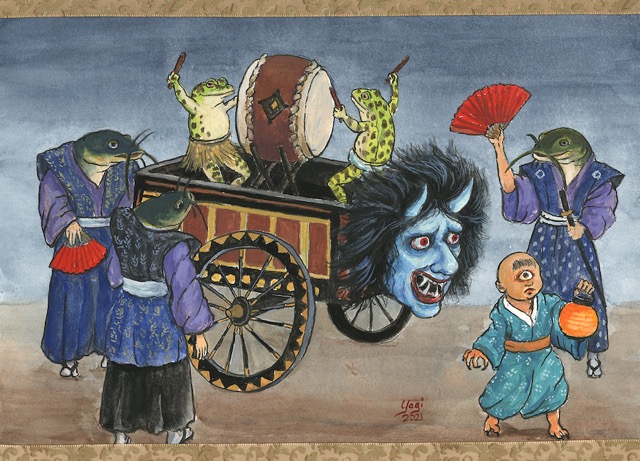 Hyakki Yagyo #5, gouache and ink on paper, 9x12, 2021 SOLD