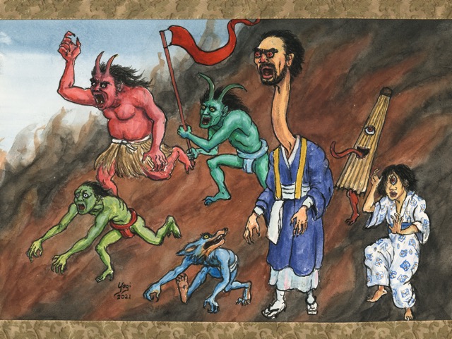 Hyakki Yagyo #9, gouache and ink on paper, 9x12, 2021 SOLD