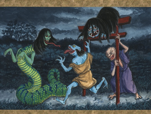 Hyakki Yagyo #10, gouache and ink on paper, 9x12, 2022 SOLD