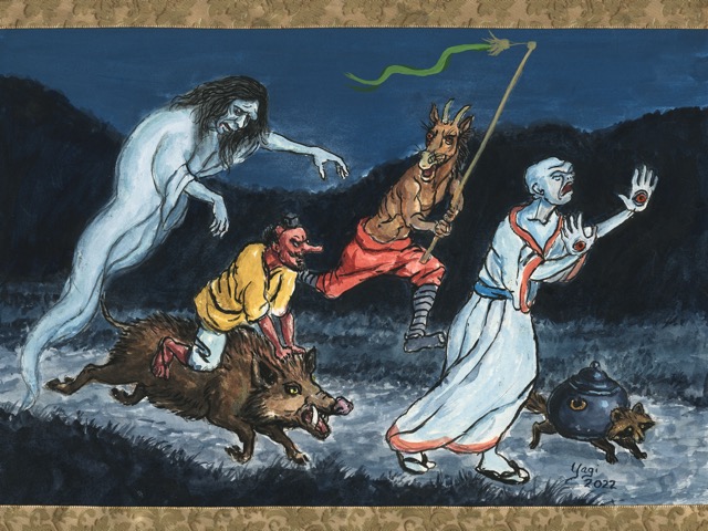 Hyakki Yagyo #15, gouache and ink on paper, 9x12, 2022 SOLD