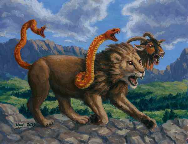 Chimera, 8x10, gouache on paper, 2023