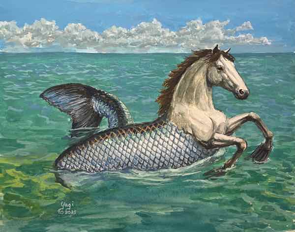 Hippocampus 8x10, gouache on paper, 2023 