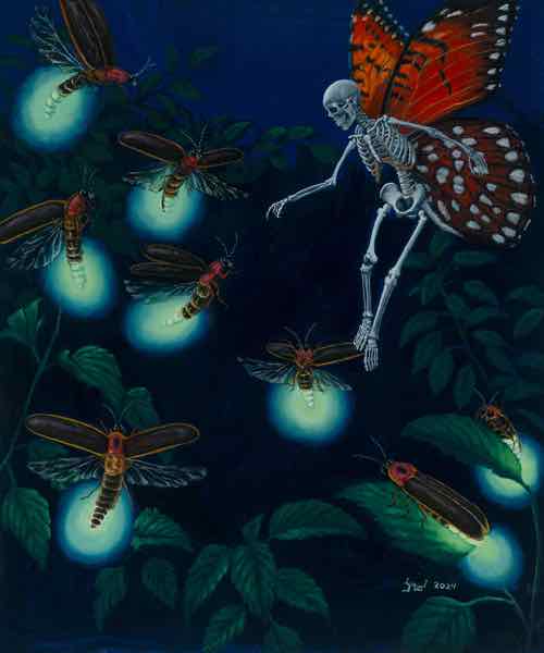 Dancing Fireflies, oil on panel, 24x20, 2024, SOLD