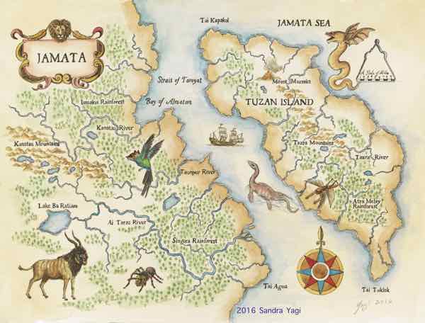 A Map of Jamata, watercolor and ink on paper