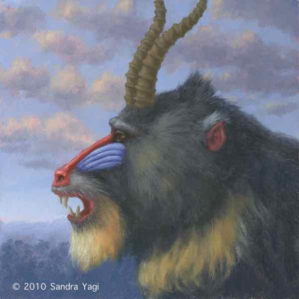 Mandrill Demon, Arcival inkjet print, Edition: 30, 6x6 image, 6.5x6.75 sheet	