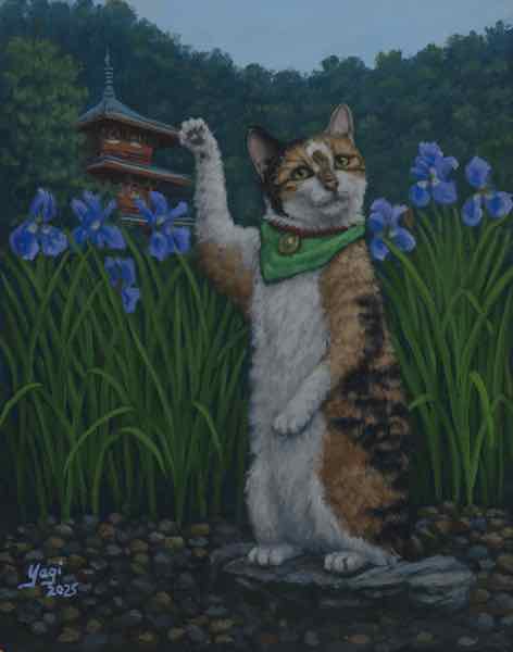 Maneki Neko, oil on panel, 14x11, 2025