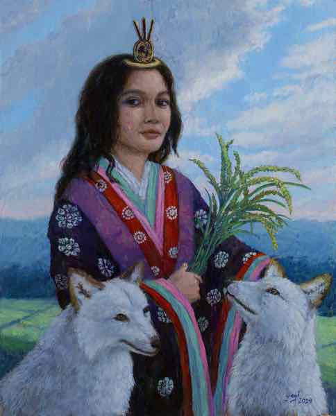 Inari Okami, oil on panel, 20x16, 2024