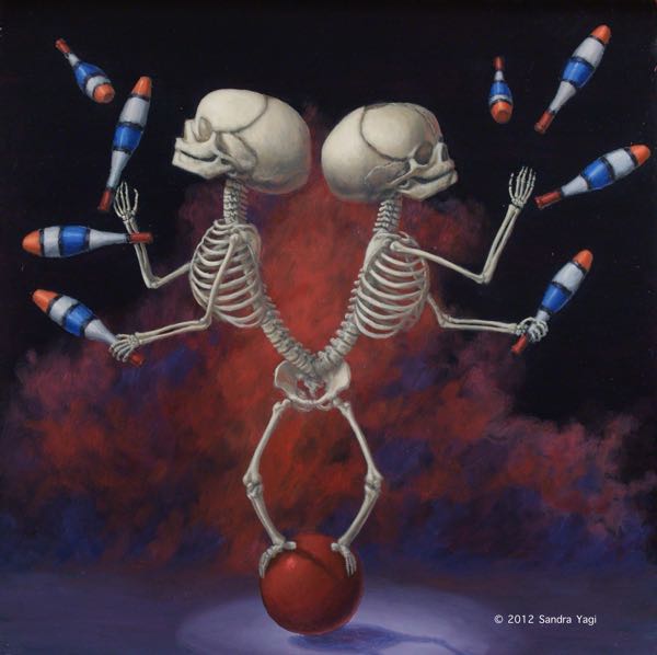 Juggling Twins, oil on panel, 15.75x15.75, 2012 SOLD