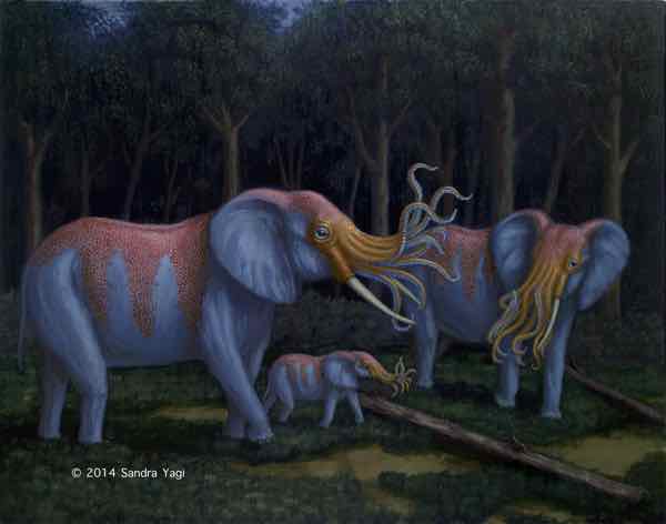 Pachysquid, oil on panel, 16x20 2014