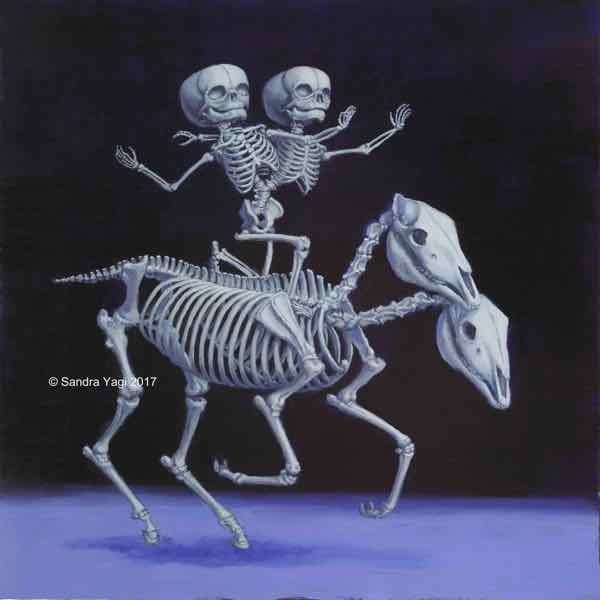 Horseback  Twins #2, oil on panel 12x12 2017  SOLD