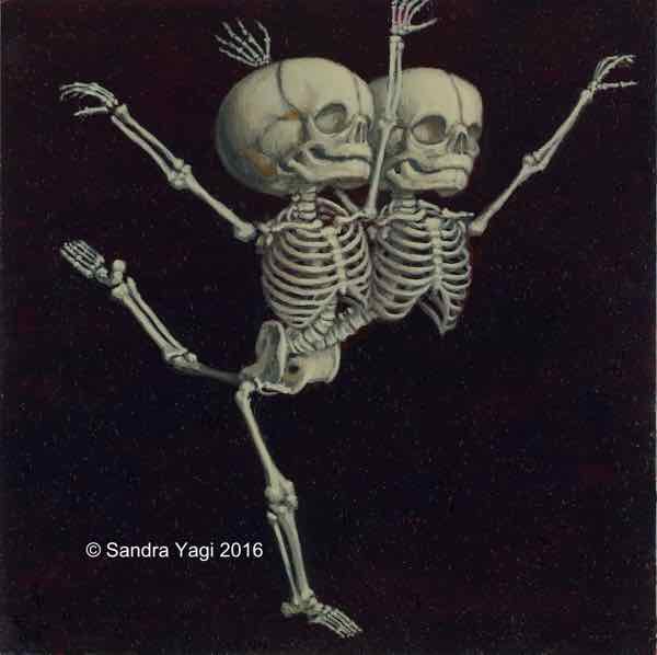 Floor Exercise Twins #2, oil on panel, 8x8, 2016