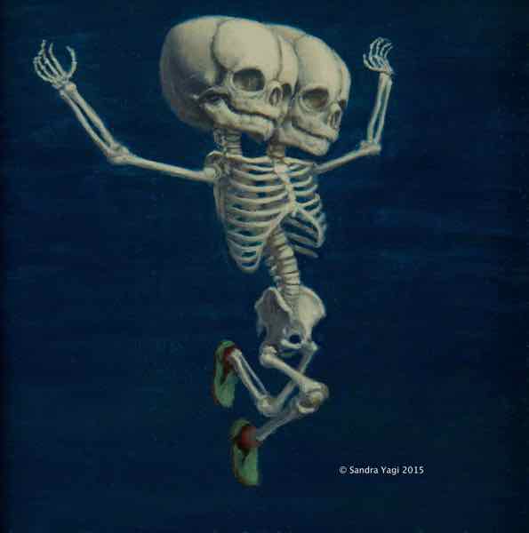 Long Jump Twins, oil on panel, 8x8, 2016 SOLD