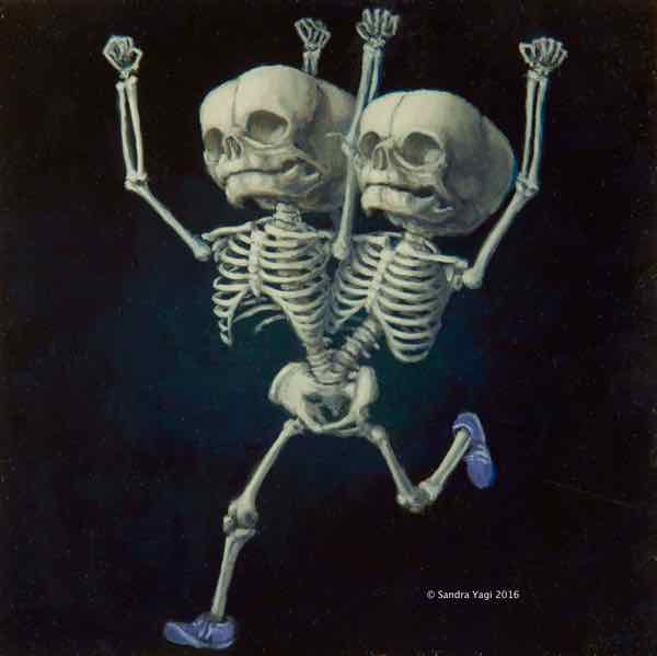 Sprinting Twins, oil on panel, 8x8, 2016