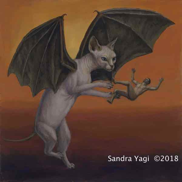 Hellcat #1, oil on panel, 12x12, 2018